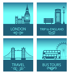 Image showing Abstract Postcards for Trip Of England with Silhouette Background of Abstract London Skyline