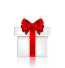 Image showing  Gift Box with Red Bow Isolated on White Background