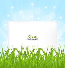 Image showing Summer Card with Green Grass and Paper Sheet