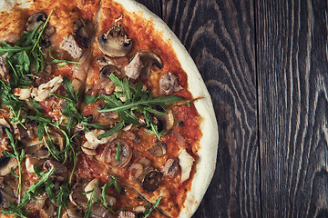 Image showing Pizza with chicken and mushrooms