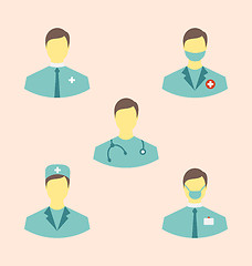 Image showing Icons set of medical employees in modern flat design style