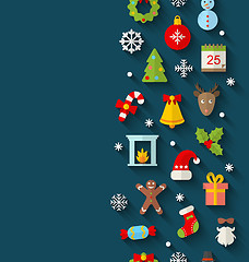 Image showing Christmas Flat Icons with Long Shadows