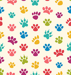 Image showing Seamless Texture with Traces of Cats, Dogs. Imprints of Paws Pet