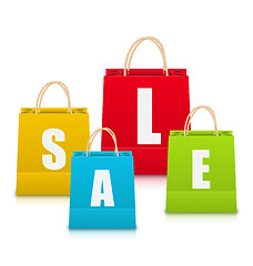 Image showing Set of Colorful Sale Shopping Bags Isolated