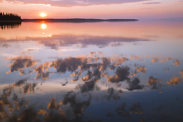 Image showing Sunset on a northern lake