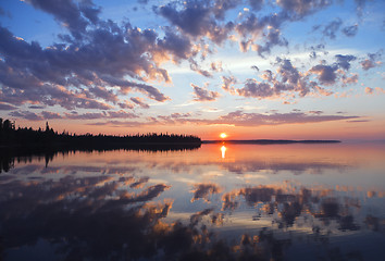 Image showing Sunset on a northern lake