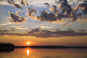 Image showing Sunset on a northern lake