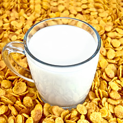 Image showing Milk with corn flakes