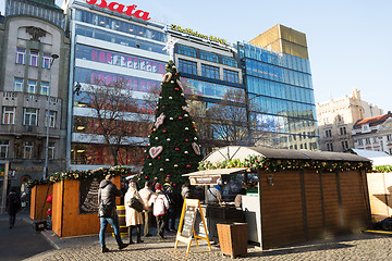 Image showing Peoples on the famous advent Christmas market at Wenceslas square