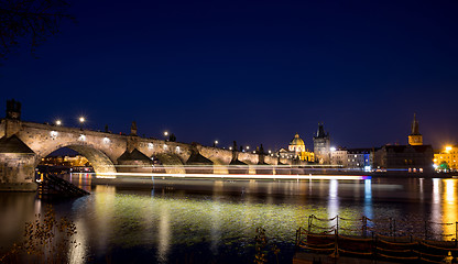 Image showing Night photo of Prague Old Town (Smetanovo Nabrezi)