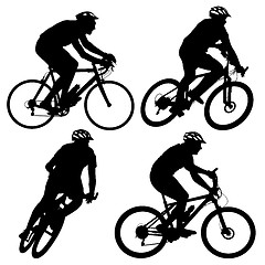 Image showing Set silhouette of a cyclist male and female.  illustratio