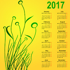 Image showing Stylish calendar with flowers for 2017. Week starts on Monday