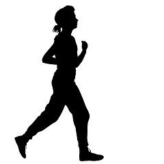 Image showing Silhouettes Runners on sprint, women. illustration.