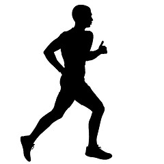 Image showing Silhouettes Runners on sprint, men. illustration.