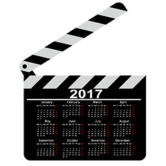 Image showing calendar for 2017, movie clapper board. Illustration