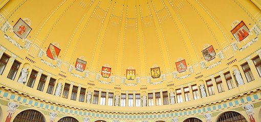 Image showing Decorated ceiling of Prague main railway station