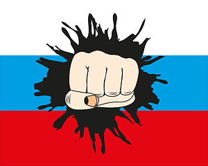 Image showing Fist overpunching flag to russia