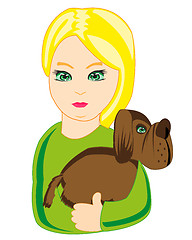 Image showing Girl with dog