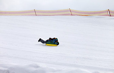 Image showing Snow tubing in ski resort