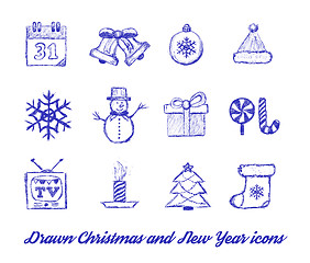 Image showing Christmas Drawn vectpr set