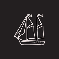 Image showing Sailboat sketch icon.