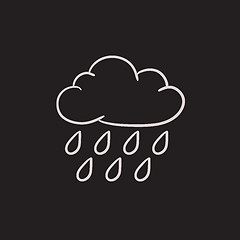 Image showing Cloud and rain sketch icon.