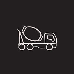 Image showing Concrete mixer truck sketch icon.