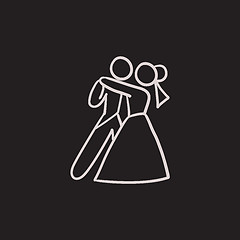 Image showing First wedding dance sketch icon.