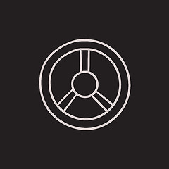 Image showing Steering wheel sketch icon.