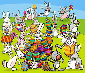 Image showing easter bunny big group cartoon