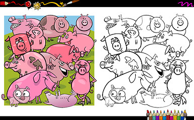 Image showing pig characters coloring book