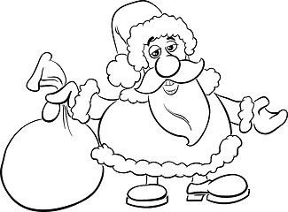 Image showing santa with sack coloring book