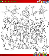 Image showing santa group coloring page