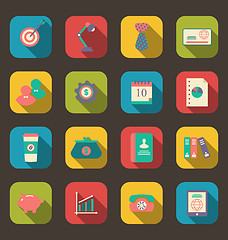 Image showing Flat icons of web design objects, business and office items, lon