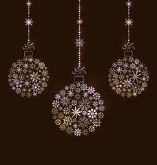 Image showing Christmas Background Balls Made of Snowflakes