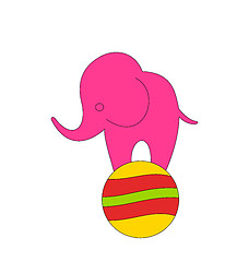 Image showing Baby Circus Elephant Balancing on Ball