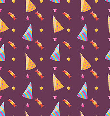 Image showing Seamless Funny Texture with Party Hats and Sweets