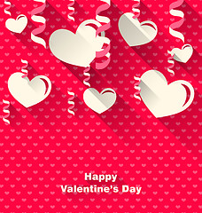 Image showing Valentines Day Background with Paper Hearts