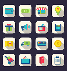 Image showing Flat icons of e-commerce shopping symbol, online shop elements a