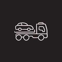 Image showing Car towing truck sketch icon.