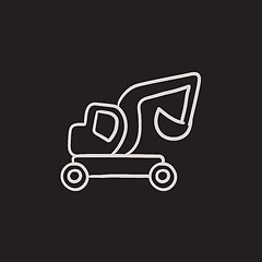 Image showing Excavator truck sketch icon.