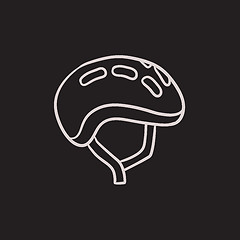 Image showing Bicycle helmet sketch icon.