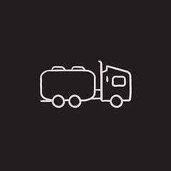 Image showing Truck liquid cargo sketch icon.