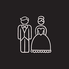 Image showing Bride and groom sketch icon.