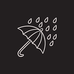 Image showing Rain and umbrella sketch icon.