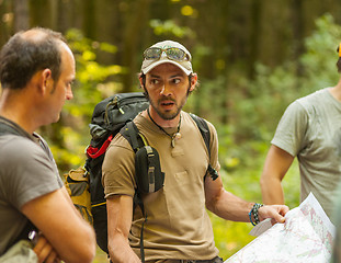 Image showing Hiking group makes plans