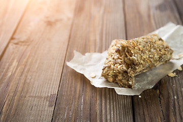 Image showing Natural bars on wooden table