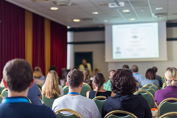 Image showing Audience in lecture hall on scientific conference.