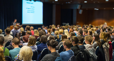 Image showing Audience in lecture hall participating at business event.