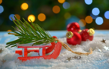 Image showing Christmas tree and sleigh decoration